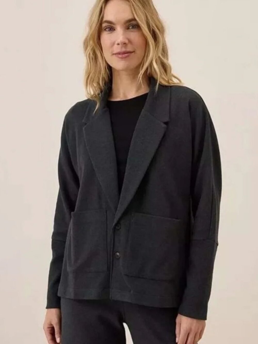 NWOT Pact Organic Cotton Sustainable Airplane Blazer Two Button lightweight